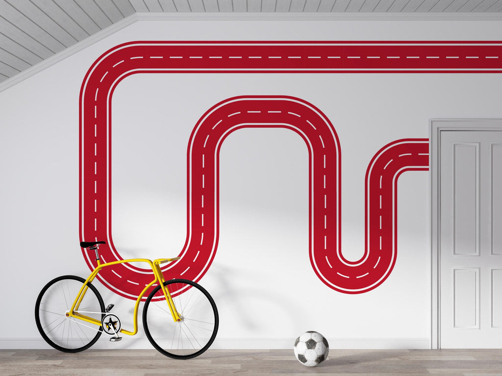 Race Track Wall Decal Road Wall Mural Boys Room Playroom Kids Room