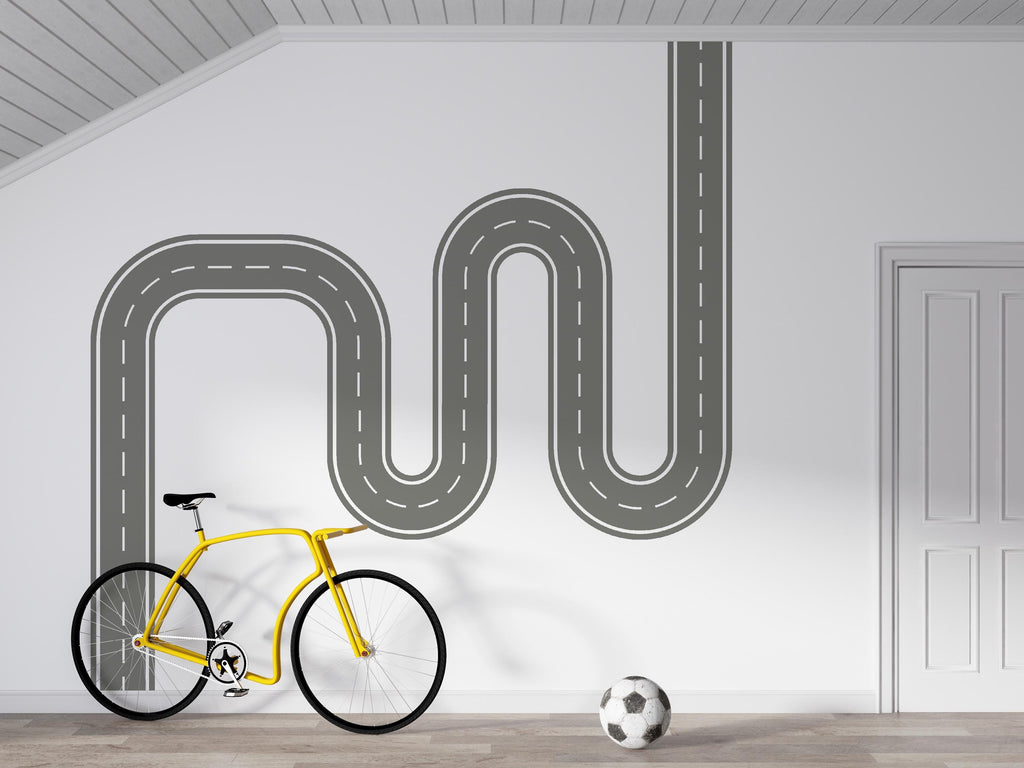 Road Wall Decal Car Track Wall Mural Boys Room Playroom Kids Room
