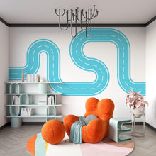 Load image into Gallery viewer, Winding Road Wall Decal: Playroom Race Track Mural for Kids Room Vinyl Sticker