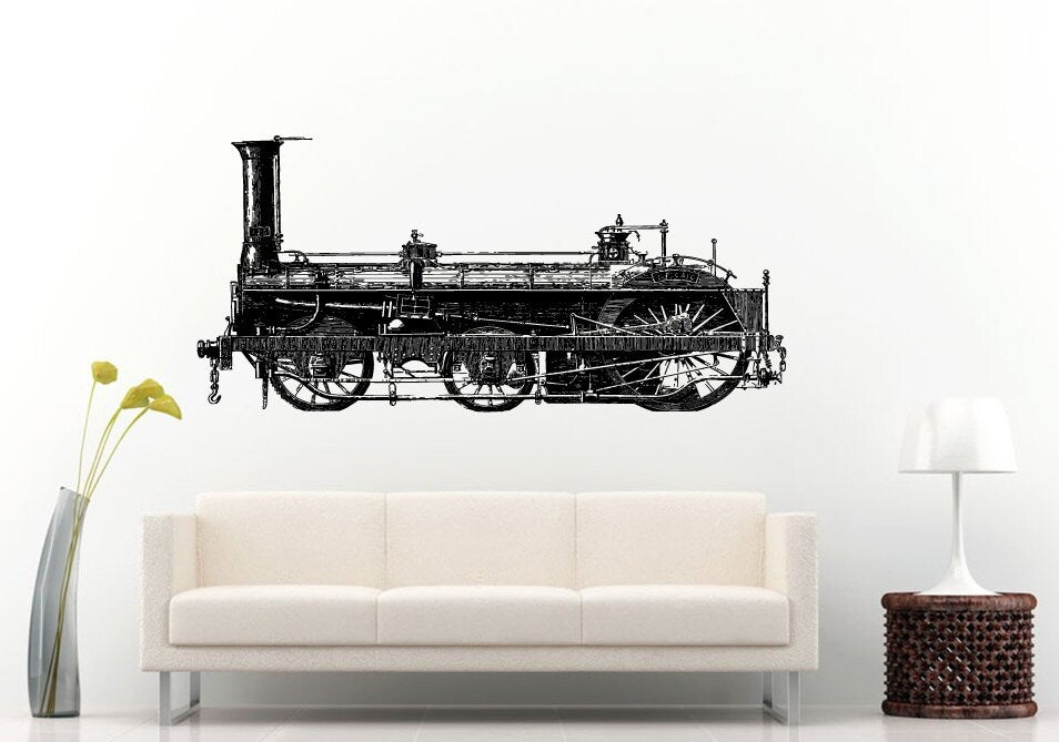 Express Classic Vintage Locomotive Train Rail Road Wall Decal Vinyl Sticker Mural Room Decor L712