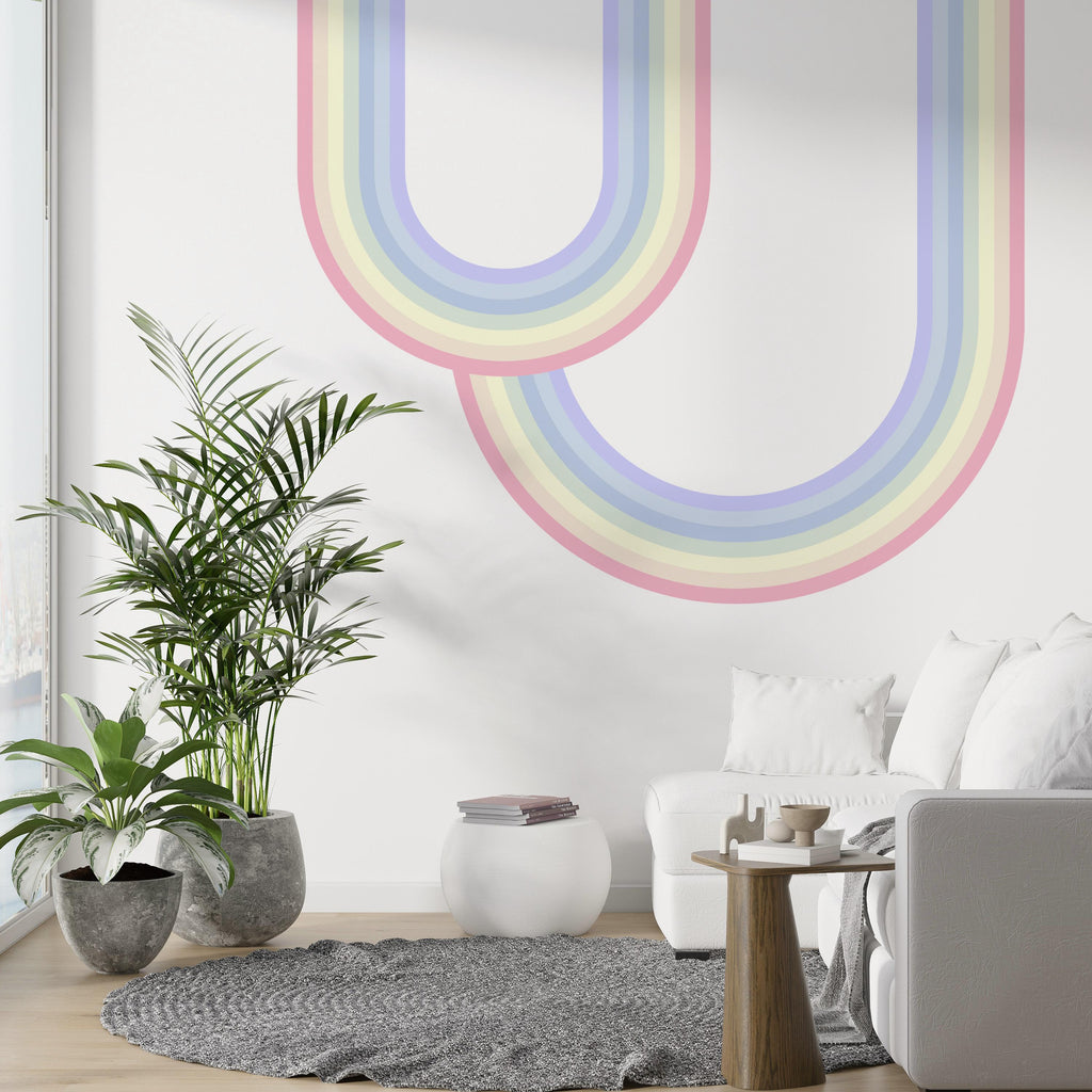 Rainbow Wall Decal for Nursery Overlapping Rainbow Wall Decal for Interior Layered Vinyl Wall Art Modern Design Decor