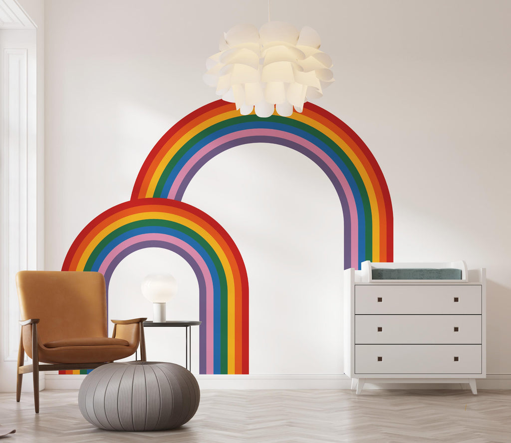 Rainbow Wall Decal for Nursery Overlapping Rainbow Wall Decal for Interior Layered Vinyl Wall Art Modern Design Decor