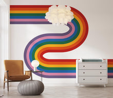 Load image into Gallery viewer, Rainbow Wall Decal Abstract Stripes Waves Wall Decal for Interior Artistic Vinyl Wall Art Contemporary Decor