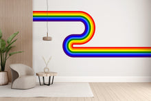 Load image into Gallery viewer, Stripes Waves Wall Vinyl Rainbow Sticker Wavy Rainbow Wall Decal Modern Vinyl Wall Art Colorful Interior Decor