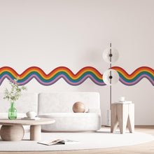 Load image into Gallery viewer, Stripes Waves Wall Vinyl Rainbow Sticker Wavy Rainbow Wave Wall Decal Modern Vinyl Wall Decor