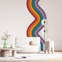 Load image into Gallery viewer, Stripes Waves Wall Vinyl Rainbow Sticker Wavy Rainbow Wave Wall Decal Modern Vinyl Wall Decor