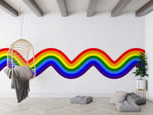 Load image into Gallery viewer, Stripes Waves Wall Vinyl Rainbow Sticker Wavy Rainbow Wave Wall Decal Modern Vinyl Wall Decor