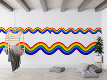 Load image into Gallery viewer, Stripes Waves Wall Vinyl Rainbow Sticker Wavy Rainbow Wave Wall Decal Modern Vinyl Wall Decor