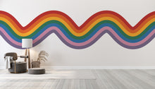 Load image into Gallery viewer, Stripes Waves Wall Vinyl Rainbow Sticker Wavy Rainbow Wave Wall Decal Modern Vinyl Wall Decor