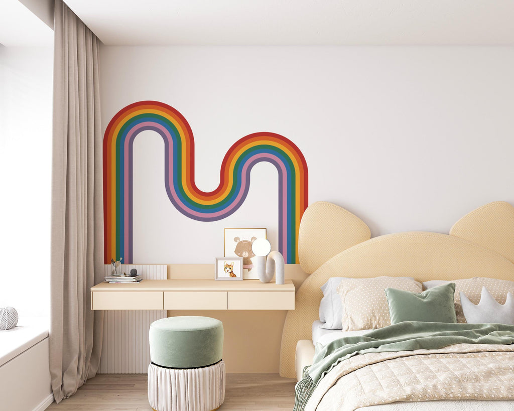 Rainbow Wall Decal for Nursery Corner Rainbow Wall Decal Modern Vinyl Wall Accent Minimal Rainbow Decor