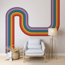 Load image into Gallery viewer, Rainbow Wall Decal Rainbow Corner Wave Wall Decal Modern Vinyl Wall Deco Stripes Waves