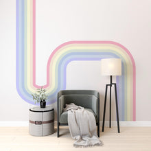 Load image into Gallery viewer, Rainbow Wall Decal Rainbow Corner Wave Wall Decal Modern Vinyl Wall Deco Stripes Waves