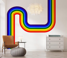 Load image into Gallery viewer, Rainbow Wall Decal Rainbow Corner Wave Wall Decal Modern Vinyl Wall Deco Stripes Waves