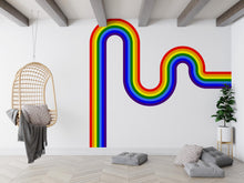 Load image into Gallery viewer, Vinyl Wall Art Corner Curve Rainbow Wall Decal Modern Minimal Art Stripes Waves