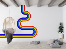Load image into Gallery viewer, Vinyl Wall Art Corner Curve Rainbow Wall Decal Modern Minimal Art Stripes Waves
