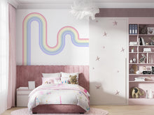 Load image into Gallery viewer, Vinyl Wall Art Corner Curve Rainbow Wall Decal Modern Minimal Art Stripes Waves