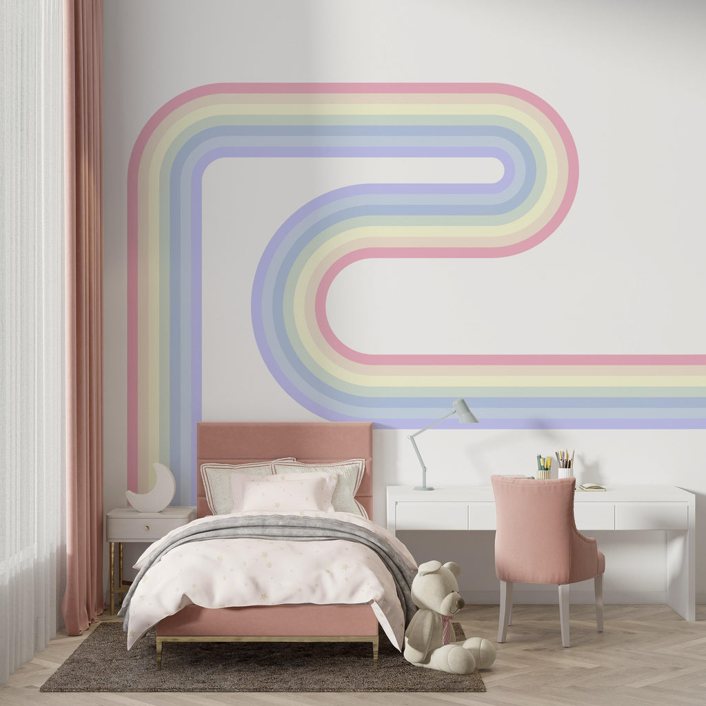 Stripes Wall Decal Rainbow Vinyl Fabric Wall Decal Kids Room Color Options