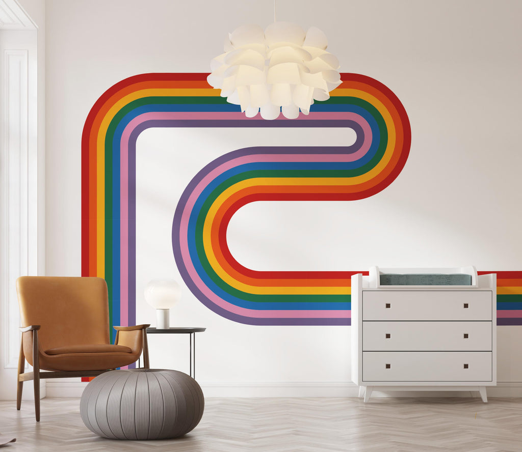 Stripes Wall Decal Rainbow Vinyl Fabric Wall Decal Kids Room Color Options