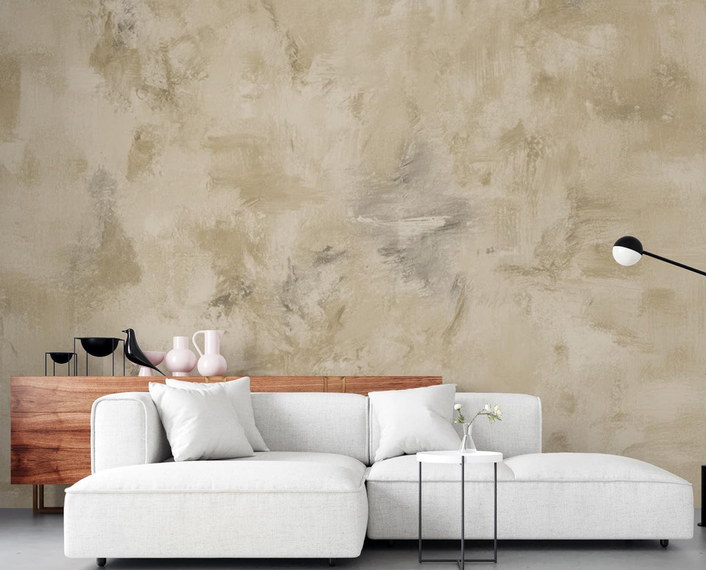Neutral Beige Abstract Texture Wallpaper | Modern Minimalist Wall Art | Soft Earth Tone Background | Plaster Effect 408DE