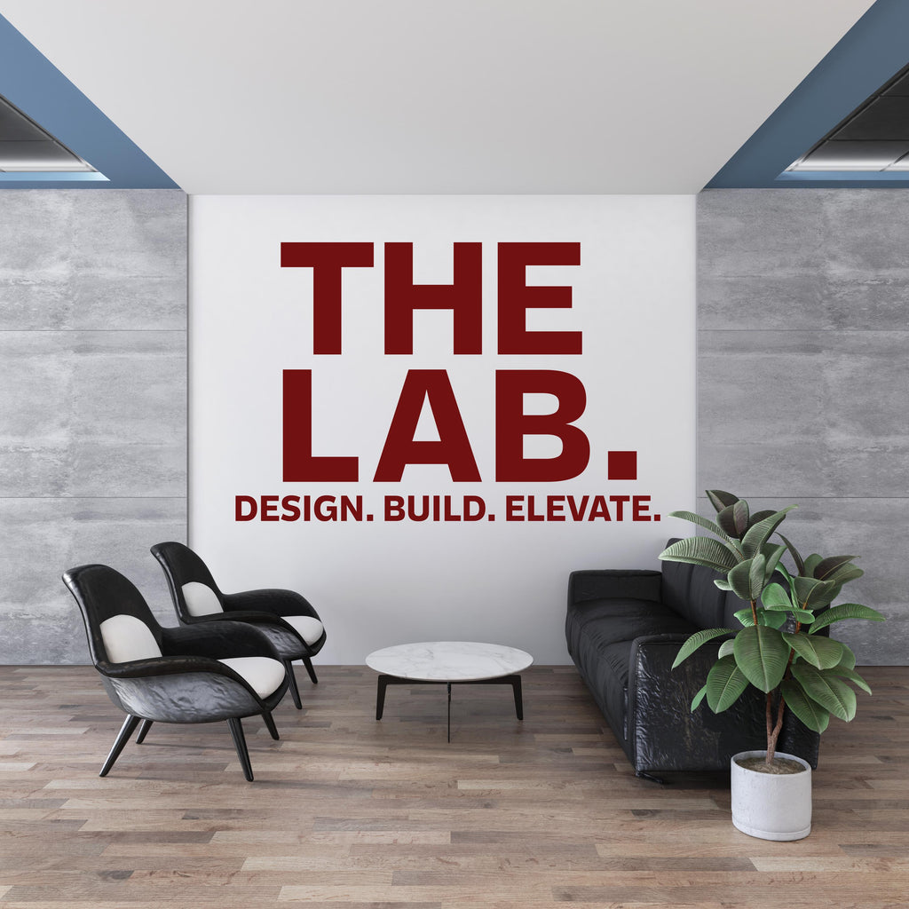THE LAB Wall Decal – Design Build – Office Wall Art – Business Workspace Vinyl Decal – Entrepreneur Office Decor – Startup Wall Quote 788LU