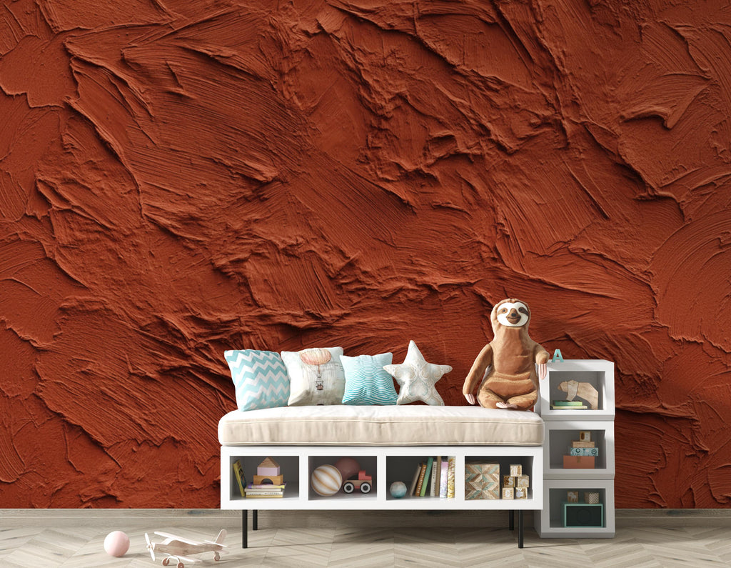 Terracotta Plaster Texture Wallpaper | Warm Earth Tone Abstract Peel and Stick | Rustic Clay Wall Effect | Modern Textured Mural 409DE