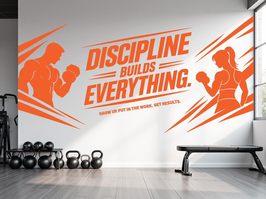 Discipline Builds Everything Gym Wall Decal, Inspirational Words, Couple Gym Decal, Fitness Collage, Gym Wall Art Motivational Art 1100RS