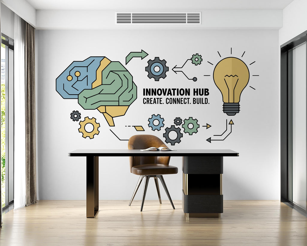 Innovation Hub Decal, Office Wall Decal, Tech Office Decor, Business wall Art 393DE