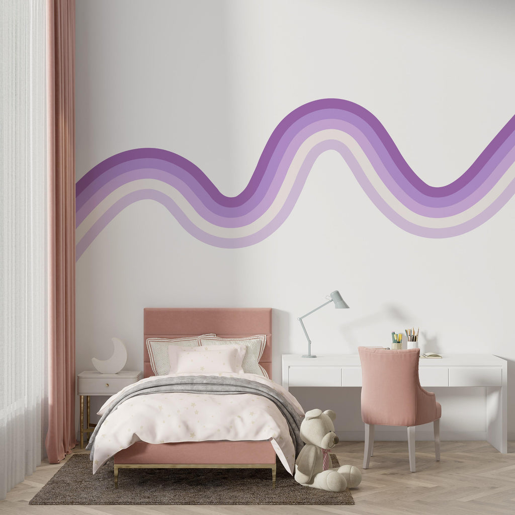 Stripes Rainbow Peel And Stick Fabric Wall Decal Baby Bedroom Soft Colors Baby Removable Lemon