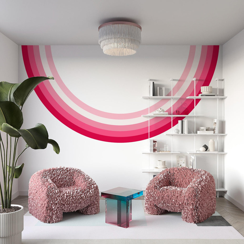 Rainbow Stripes Vinyl Mural Printed Wall Mural Office Modern Style Adults Rental Friendly Decor