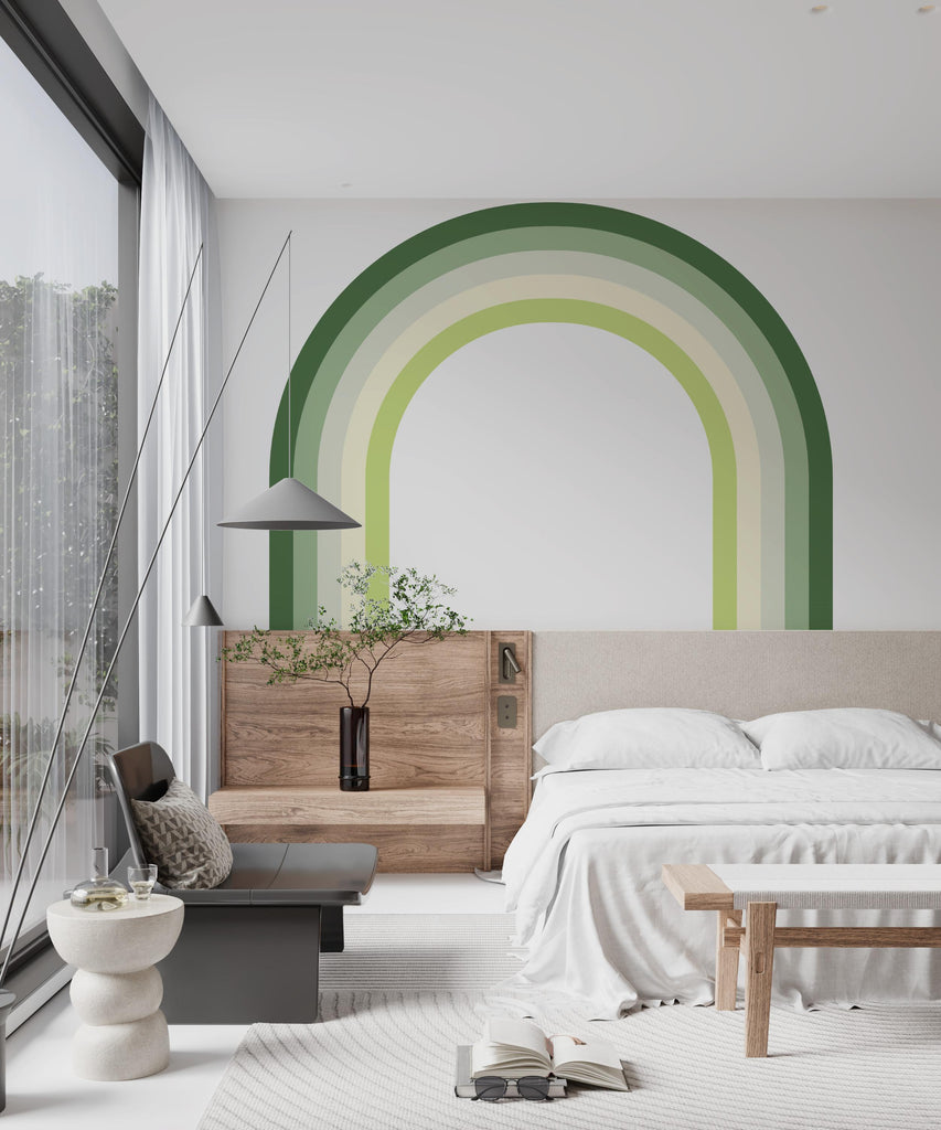 Stripes Rainbow Vinyl Fabric Removable Wall Decal Home Office Minimalist Style Parents Commercial Quality Green Forest