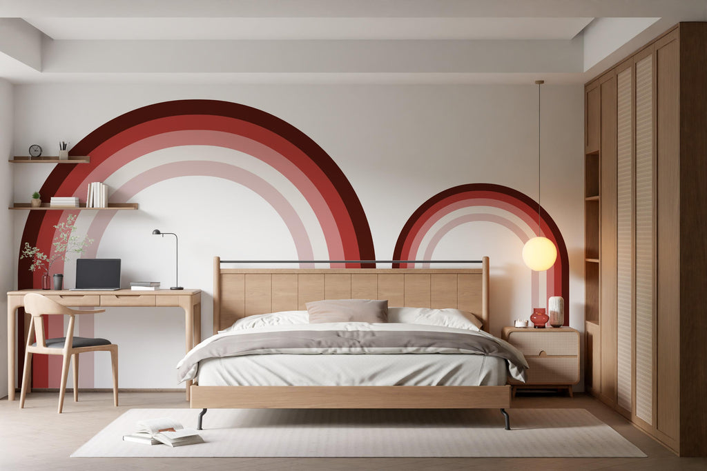 Stripes Rainbow Vinyl Fabric Removable Wall Decal Home Office Minimalist Style Parents Commercial Quality Green Forest