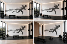 Load image into Gallery viewer, Running Woman Wall Decal Gym Wall Art Fitness Mural Female Athlete Vinyl Sticker Workout Wall Decor Cardio Motivation Home Gym Decor