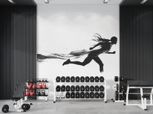 Load image into Gallery viewer, Running Woman Wall Decal Gym Wall Art Fitness Mural Female Athlete Vinyl Sticker Workout Wall Decor Cardio Motivation Home Gym Decor