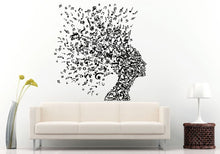 Load image into Gallery viewer, Beautiful Girl Woman Made Out Of Musical Notes Head Music Notes Hair Style Wall Decal Vinyl Sticker Mural Room Decor L722