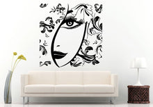 Load image into Gallery viewer, Beauty Shop Salon Girl Woman Face Beautiful Flower Floral Hair Wall Vinyl Sticker Mural Room Decor L727