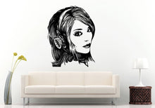 Load image into Gallery viewer, Girl Woman With Beautiful Hair In Headphones Listening To Music Wall Decal Vinyl Sticker Mural Room Decor L715