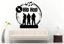 Load image into Gallery viewer, Hip Hop Music Genre Stamp With Vinyl Record And Music Notes Wall Decal Vinyl Sticker Mural Room Decor L718
