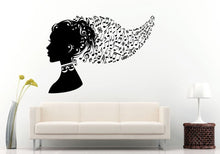 Load image into Gallery viewer, Beautiful Girl Woman Head Music Notes Hair Style Wall Decal Vinyl Sticker Mural Room Decor L721