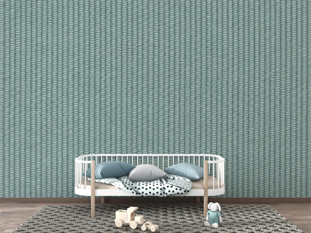 Blue Green Woven Texture Wallpaper Peel and Stick, Fabric Look Wall Mural, Linen Textile Wall Decor, Removable Modern Wallpaper 827LU
