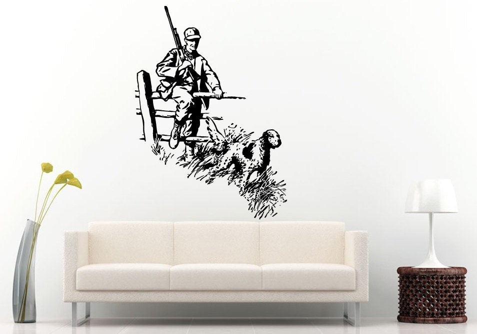 Hunter And Hunting Bread Dog On A Hunt Wall Decal Vinyl Sticker Mural Room Decor L733
