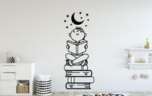 Load image into Gallery viewer, Boy Reading Book Wall Decal, Library Decor, Vinyl Sticker 397DE