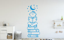 Load image into Gallery viewer, Boy Reading Book Wall Decal, Library Decor, Vinyl Sticker 397DE