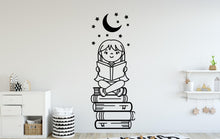 Load image into Gallery viewer, Girl Reading Book Wall Decal, Library Decor, Vinyl Sticker 398DE
