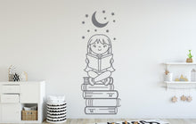 Load image into Gallery viewer, Girl Reading Book Wall Decal, Library Decor, Vinyl Sticker 398DE