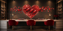 Load image into Gallery viewer, Luxury Red Heart Wall Decal Nail Salon Wall Sticker Glam Beauty Studio Decor Premium Manicure Studio Wall Art Vinyl Wall Decal