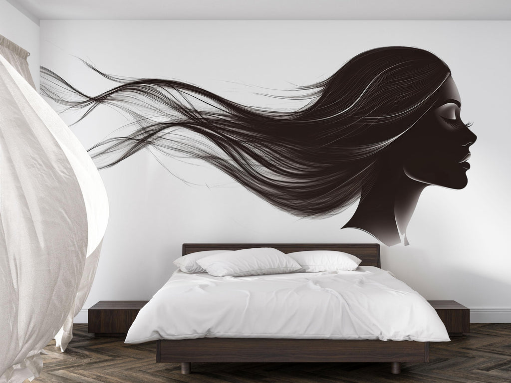 Minimalist Hair Woman Wall Decal Beauty Salon Wall Sticker Hair Studio Decor Modern Beauty Wall Art Vinyl Wall Decal Hairdresser Decor