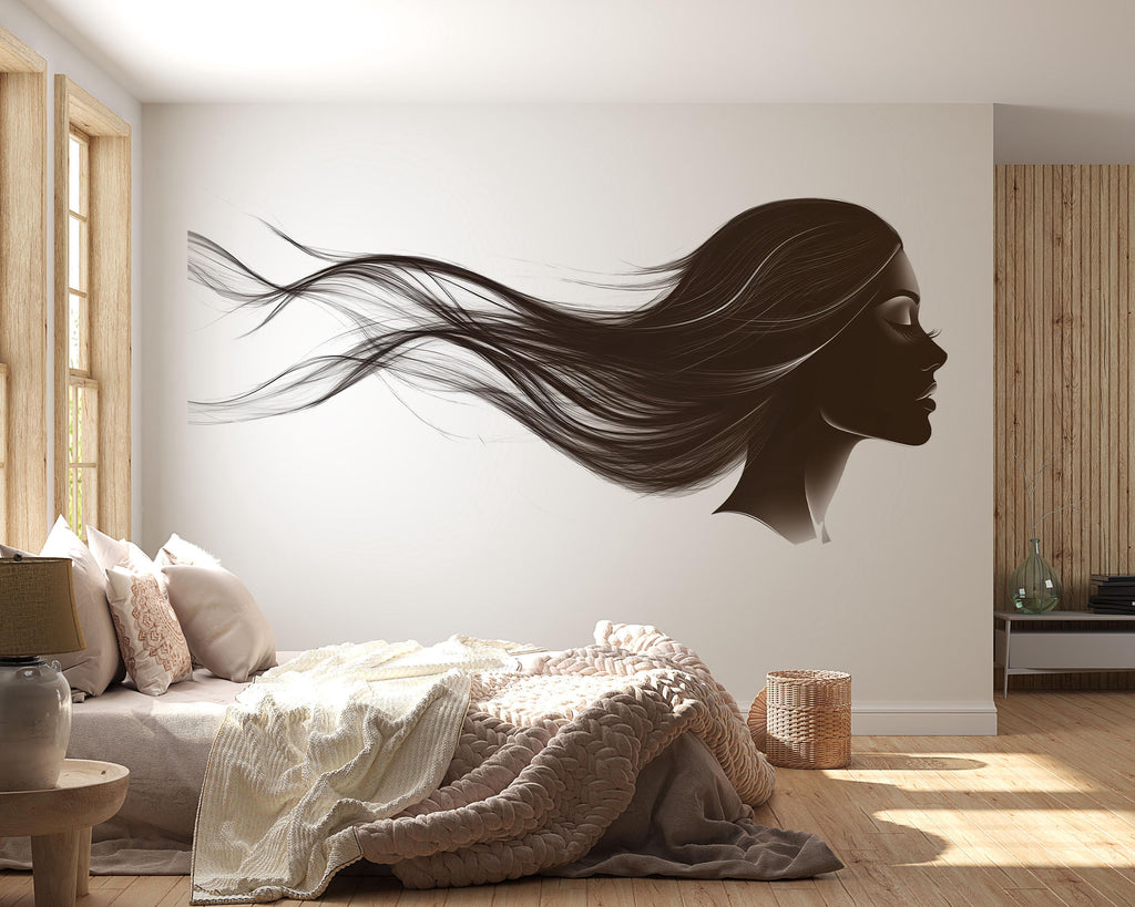 Minimalist Hair Woman Wall Decal Beauty Salon Wall Sticker Hair Studio Decor Modern Beauty Wall Art Vinyl Wall Decal Hairdresser Decor