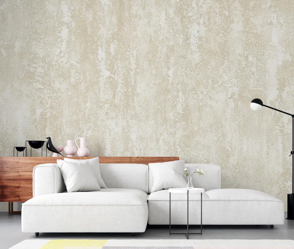 Neutral Textured Beige Wallpaper | Modern Plaster Effect Wall Covering | Minimalist Rustic Cream Wall Mural | Subtle Grunge Decor 414DE