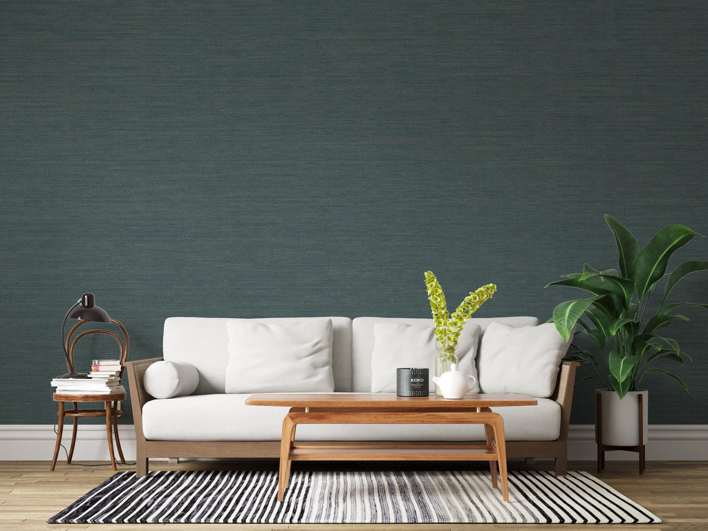 Dark Teal Textured Wallpaper, Modern Blue Green Wall Covering, Luxury Minimalist Wallpaper, Accent Wall Decor, Peel and Stick 831LU