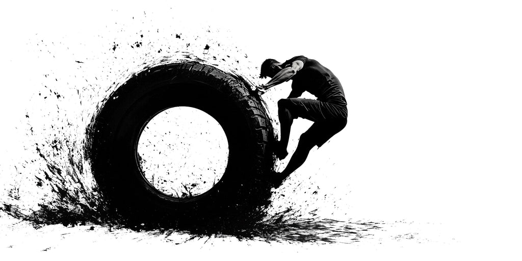 Tire Flip Wall Decal CrossFit Wall Art Fitness Mural Athlete Vinyl Sticker Gym Wall Decor Functional Training Garage Gym Decor